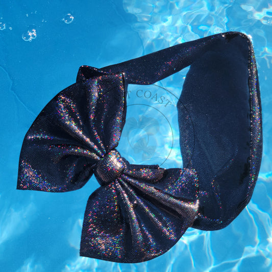 Black Holographic Swim Bow