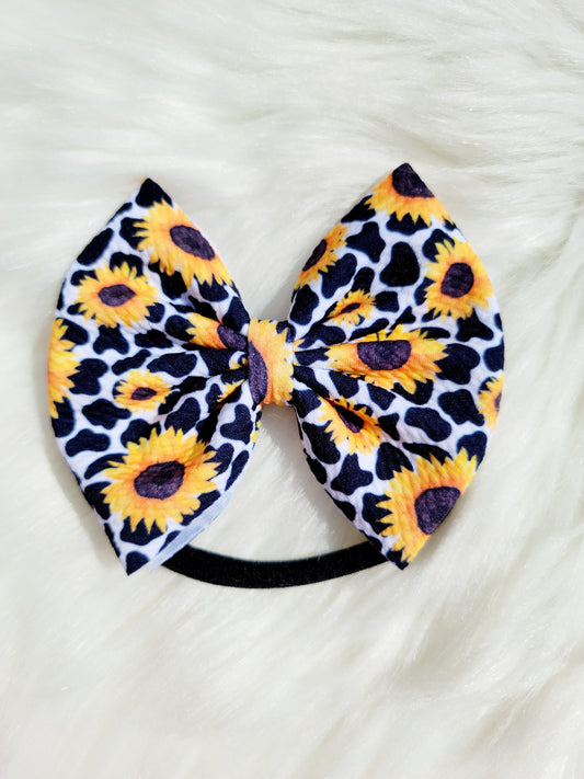Cow Print and Sunflower Bow